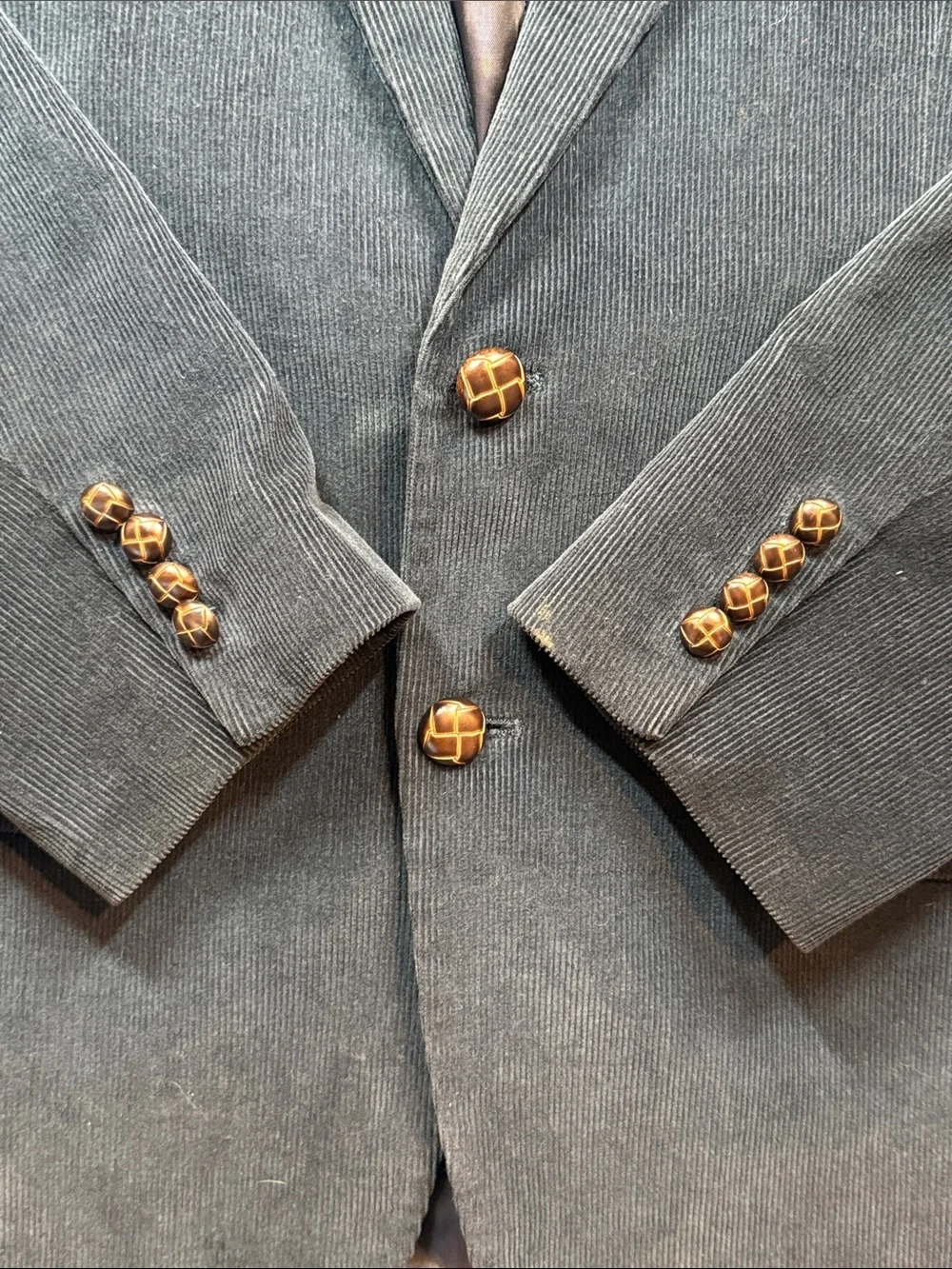 Vintage 90s Lauren Ralph Lauren Corduroy Blazer Navy Gold Buttons Vintage